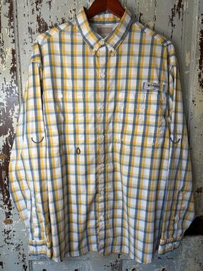Columbia Men's PFG Lightweight Yellow & Blue Plaid